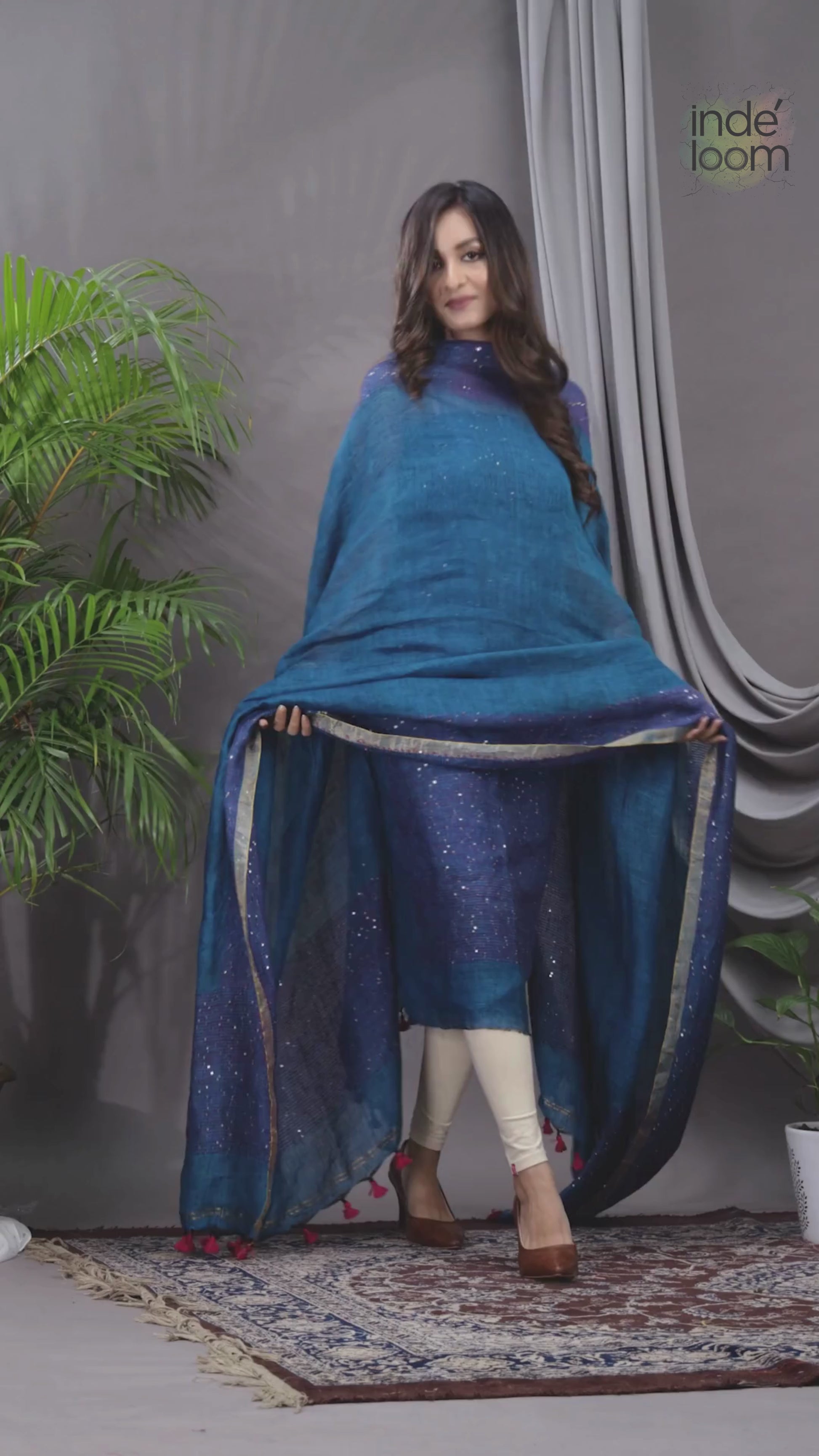 Sapphire Blue | Handloom Jamdani Linen Unstitched 2-Piece Kurti