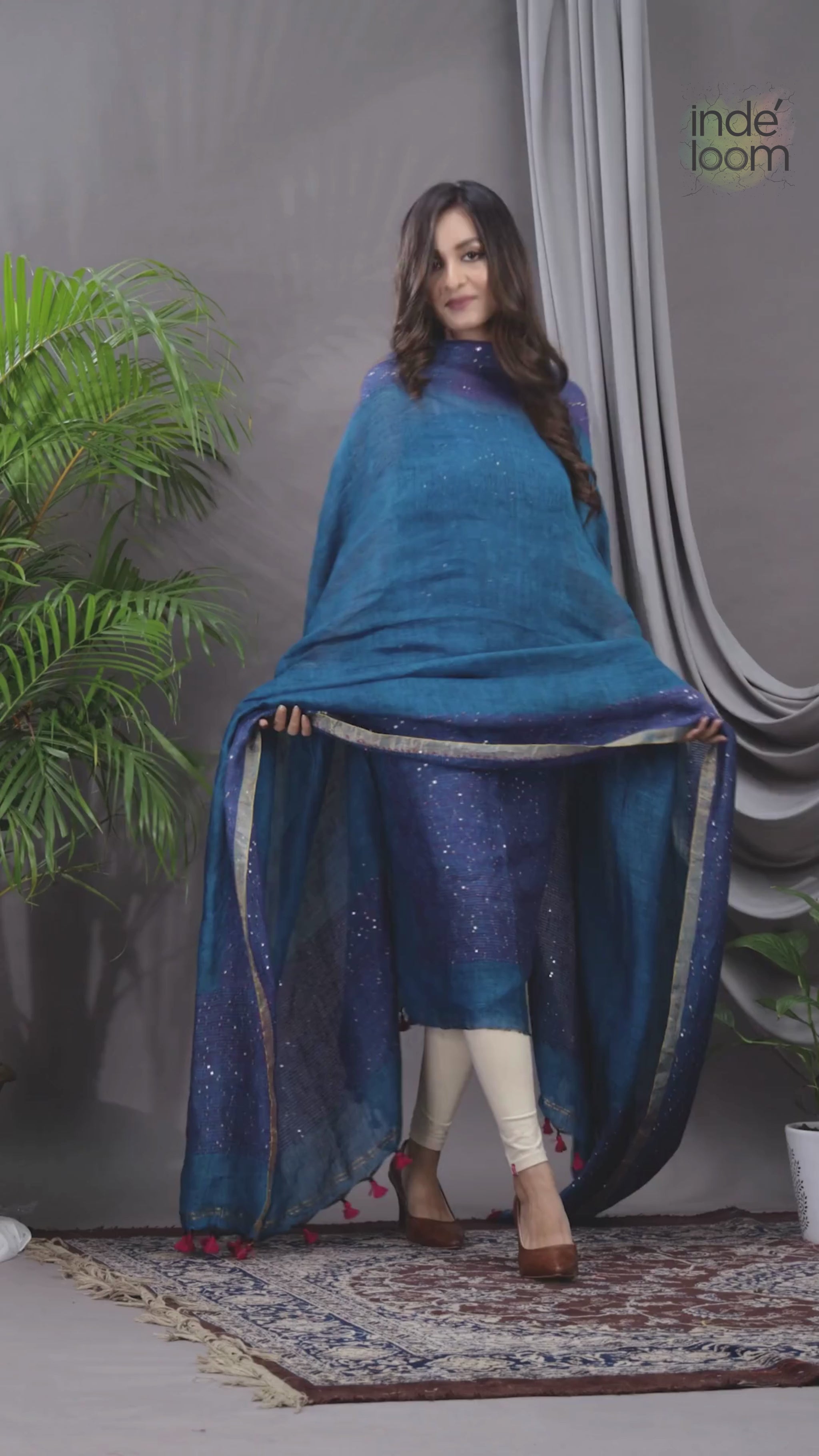 Sapphire Blue | Handloom Jamdani Linen Unstitched 2-Piece Kurti