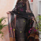 Deep Black | Handloom Jamdani Muslin Unstitched 2-Piece Kurti | Classic Design