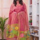 Light Coral | Handloom Jamdani Muslin Unstitched 2-Piece Kurti | Paithani Design