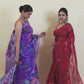 Handwoven Pure Jamdani Muslin Saree  |  Steel Blue