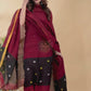 Claret | Handloom Jamdani Linen Unstitched 2-Piece Kurti