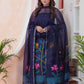 Navy Blue | Handloom Jamdani Muslin Unstitched 2-Piece Kurti