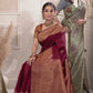 Silk Mark Certified Handloom Kanjivaram Silk Saree  |  Maroon Red