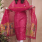 Cherry Flame | Handloom Jamdani Muslin Unstitched 2-Piece Kurti | Paithani Design