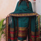 Deep Cyan | Handloom Jamdani Muslin Unstitched 2-Piece Kurti | Baluchari Design