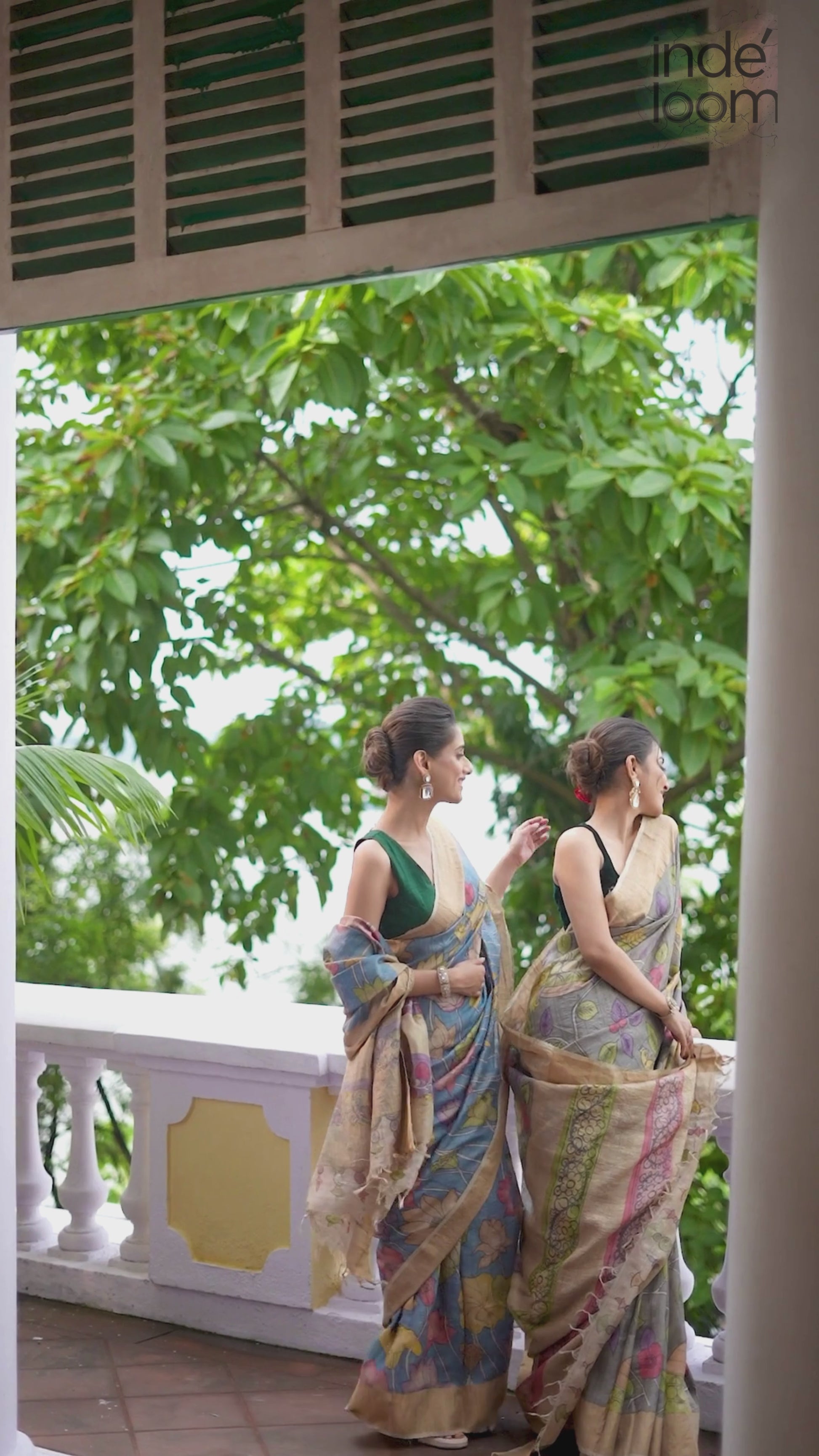 Exclusive Pen Kalamkari Saree | Florals On Tissue Silk | Blue