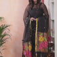 Deep Black | Handloom Jamdani Muslin Unstitched 2-Piece Kurti | Paithani Design
