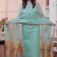 Aqua Mist | Handloom Jamdani Muslin Unstitched 2-Piece Kurti | Paithani Design