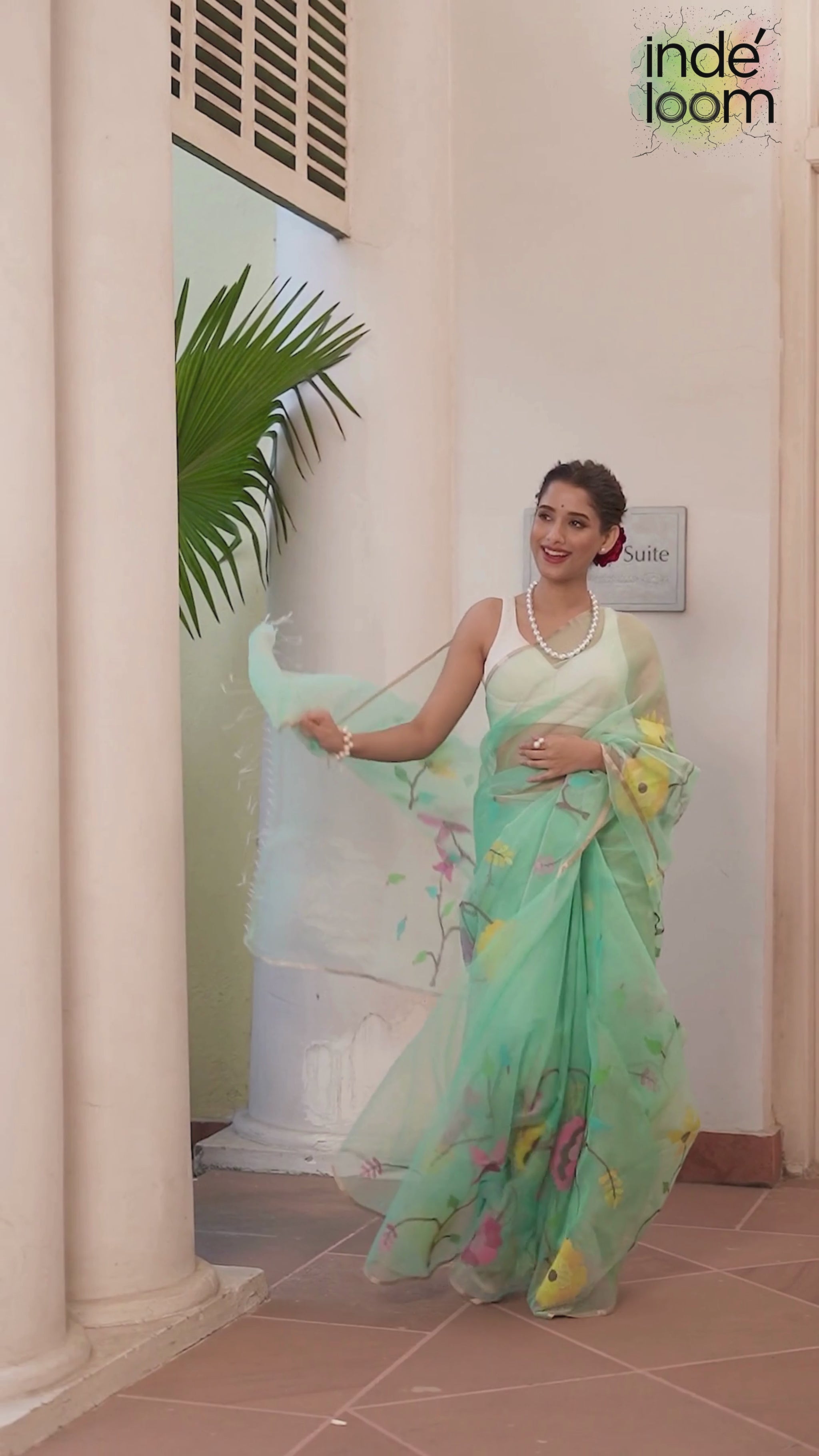 Baby Blue Pure Hand Made Jamdani Saree - 098