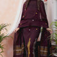 Raisin Brown | Handloom Jamdani Linen Unstitched 2-Piece Kurti | Baluchari Design