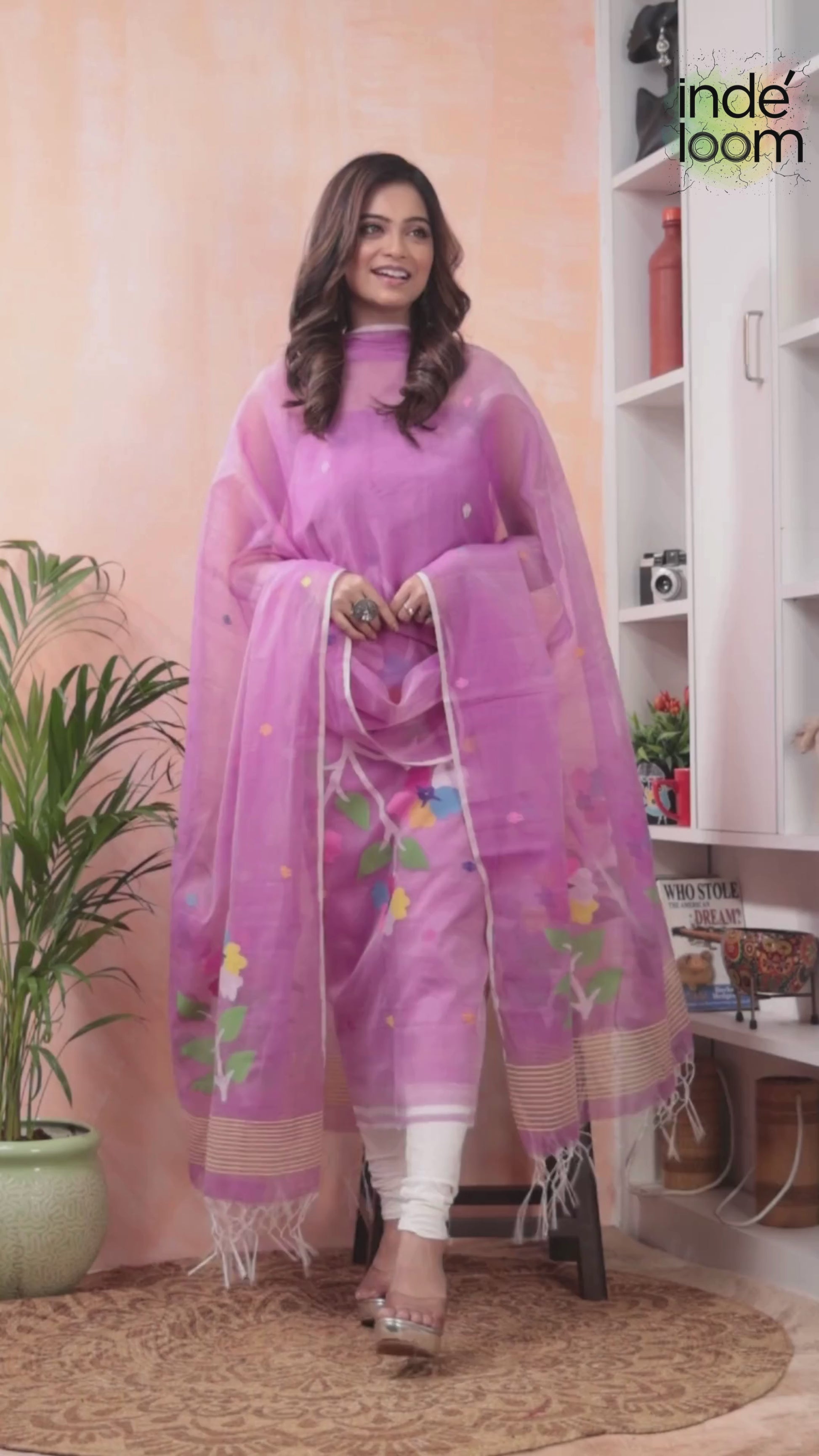 Orchid Bloom | Handloom Jamdani Muslin Unstitched 2-Piece Kurti