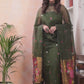 Forest Green | Handloom Jamdani Muslin Unstitched 2-Piece Kurti | Paithani Design