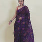 Handwoven Pure Jamdani Muslin Saree  |  Steel Blue