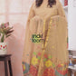 Khaki Gold | Handloom Jamdani Muslin Unstitched 2-Piece Kurti | Paithani Design