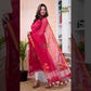 Ruby Red Muslin Jamdani 2-Piece Set Kurti & Dupatta (UNSTITCHED) -607