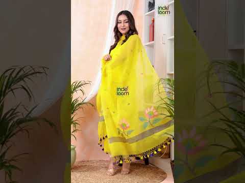 Sunflower Yellow | Handloom Jamdani Muslin Unstitched 2-Piece Kurti