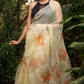 The Sketched Floral Poppy Organza Hand-painted Saree-063