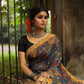 Pen Kalamkari Sari All Over Floral and Peakcocks on Pallu-009