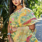 Lemon Yellow All Over Floral And Birds Jamdani Silk Saree(Pre-Order)-028 - indeloom