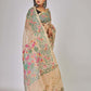 Cream Lotus Garden & Leafs Silk Jamdani Saree-021 - indeloom