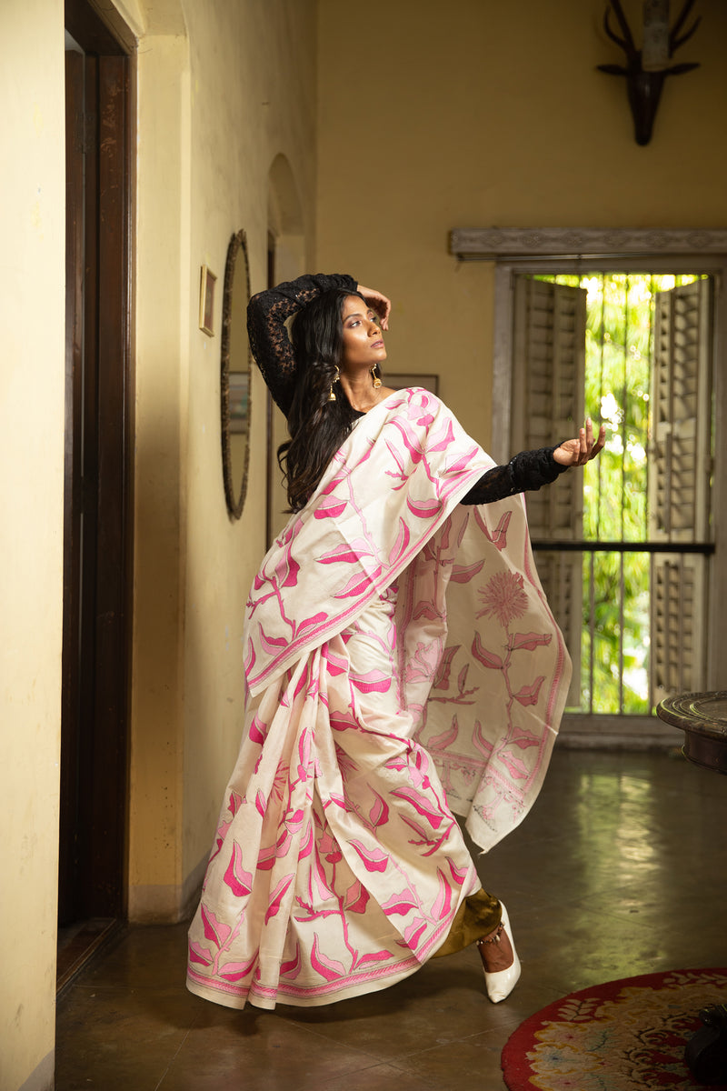 Padma  Stitched Kantha Sari