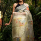 Strelitzia-Birds of Paradise Multicolored-Organza Hand-painted Sari-068