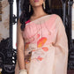 Red Poppies Organza Hand-painted Saree-059