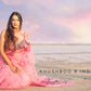 Dark Pink Florals on Organza Hand-painted Saree-009 - indeloom