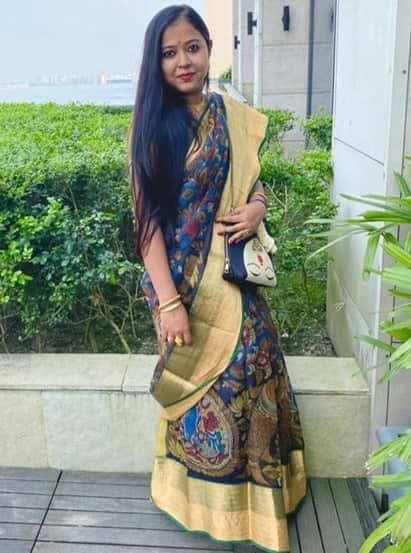 Designer Pen Kalamkari Saree - indeloom