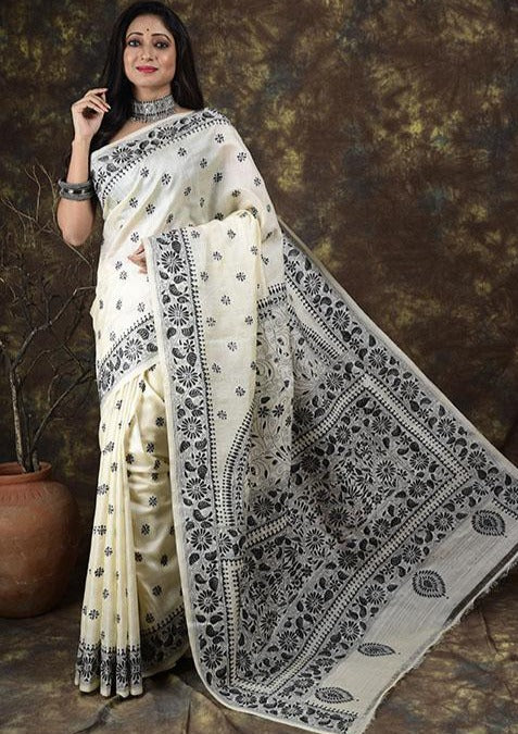 All Over Nakshi Kantha  Sari with Mulberry Silk