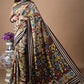 Wine Red Floral Garden In Pure Mulberry Silk Saree-017