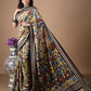Wine Red Floral Garden In Pure Mulberry Silk Saree-017