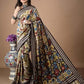 Wine Red Floral Garden In Pure Mulberry Silk Saree-017