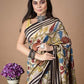Wine Red Floral Garden In Pure Mulberry Silk Saree-017