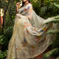 Strelitzia-Birds of Paradise Multicolored-Organza Hand-painted Sari-068
