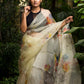 Strelitzia-Birds of Paradise Multicolored-Organza Hand-painted Sari-068