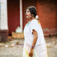 The Feathers Of Bird In Ivory White-Organza Hand-painted Saree-017