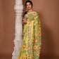 Lemon Yellow Floral Handwoven Jamdani Saree(Pre-Order)-011 - indeloom