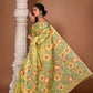 Lemon Yellow Floral Handwoven Jamdani Saree(Pre-Order)-011 - indeloom