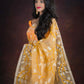 Tuscan Yellow Floral Needle Weave Silk Jamdani Saree-40