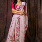 Floral Garden on Ivory White Organza Hand-painted Saree-037 - indeloom