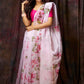 Floral Garden on Ivory White Organza Hand-painted Saree-037 - indeloom