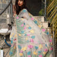 Exclusive Off White Multicolor Tulips Silk Jamdani Saree-035 - indeloom