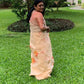 Poppies on Orange Peach-Organza Hand-painted Sari-028